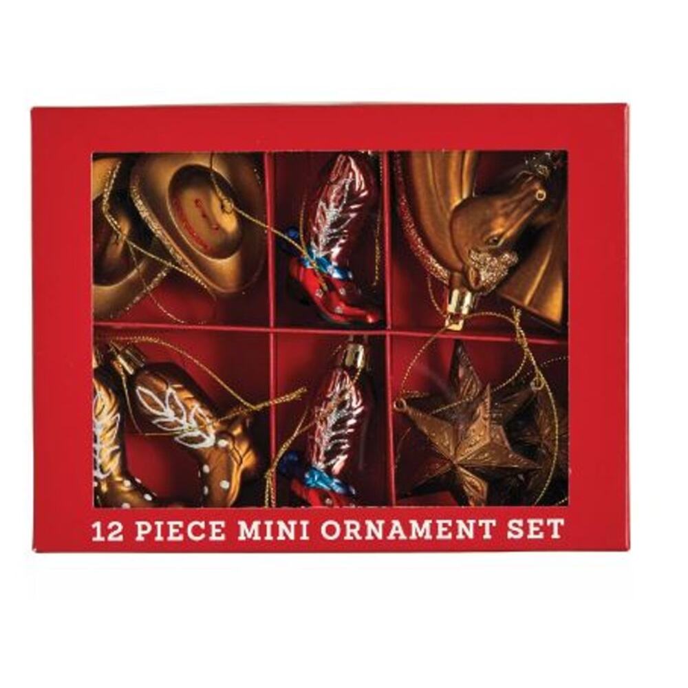Destination Holiday Cowboy Mini Christmas Ornament Set (12 count)